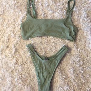 Green Ribbed Bikini